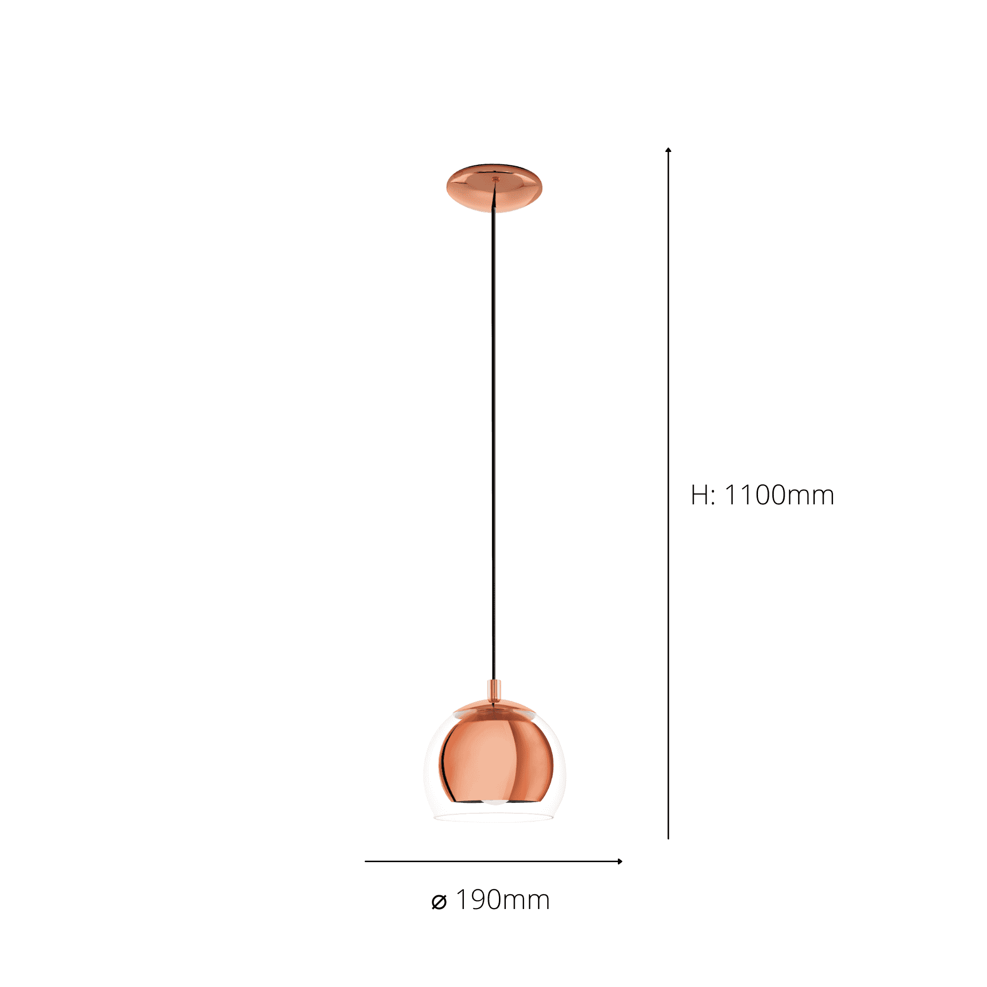 94589 Rocamar 1-Light Copper Hanging Pendant Light With An Outer Glass Shade