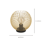 900168 Venezuela Spherical Gold & Black Table Lamp