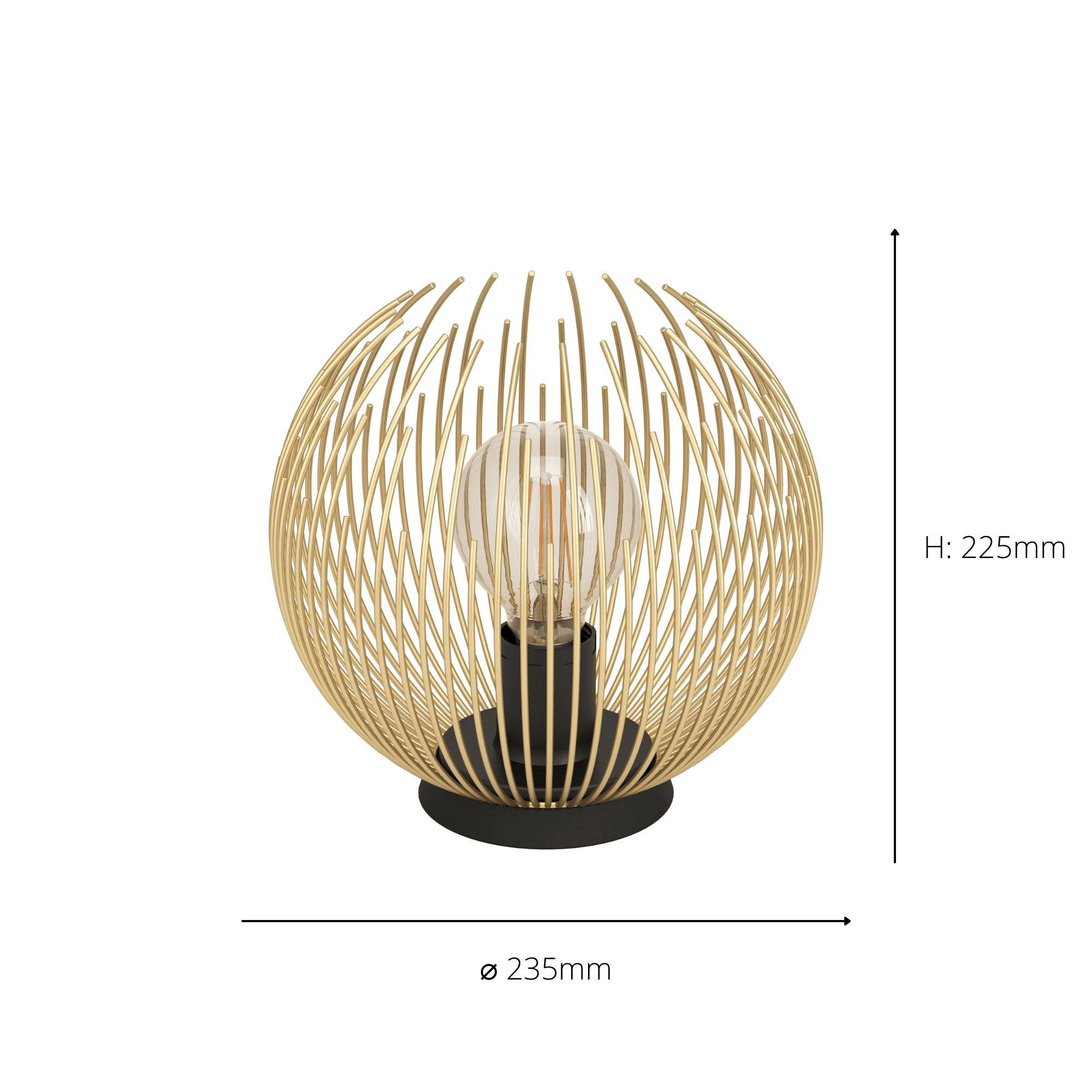 900168 Venezuela Spherical Gold & Black Table Lamp