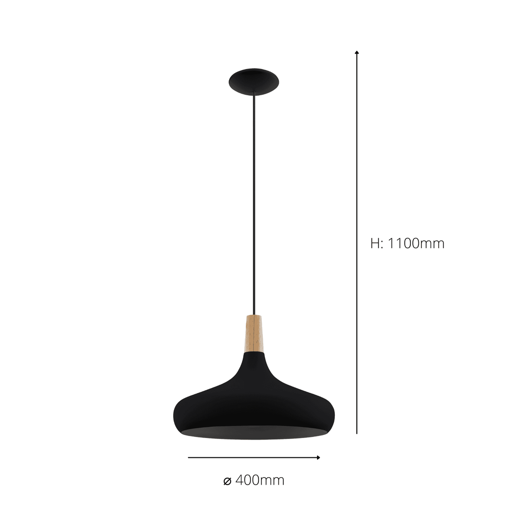 900163 Sabinar Metal/Wood Single Pendant Light