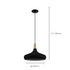 900163 Sabinar Metal/Wood Single Pendant Light