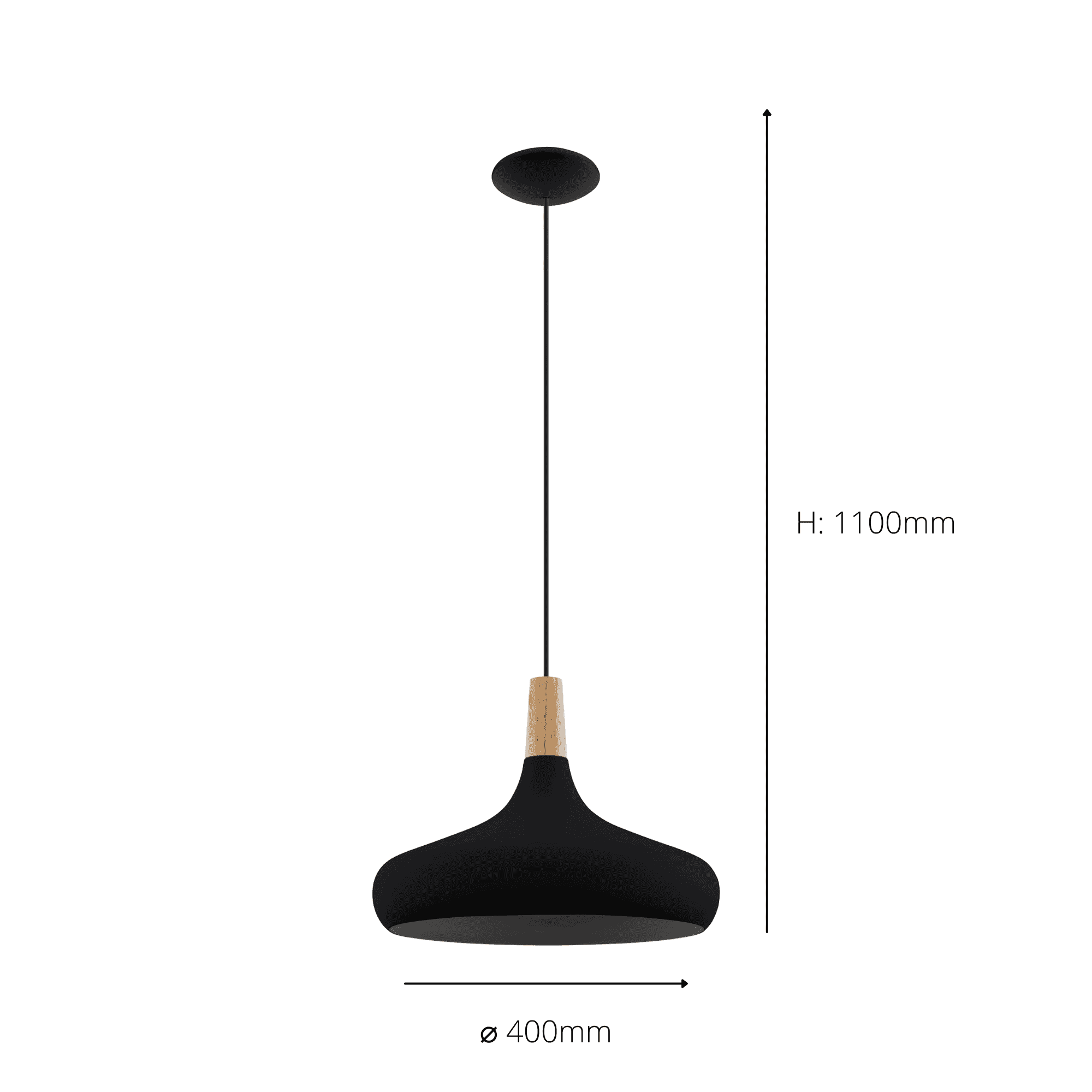 900163 Sabinar Metal/Wood Single Pendant Light