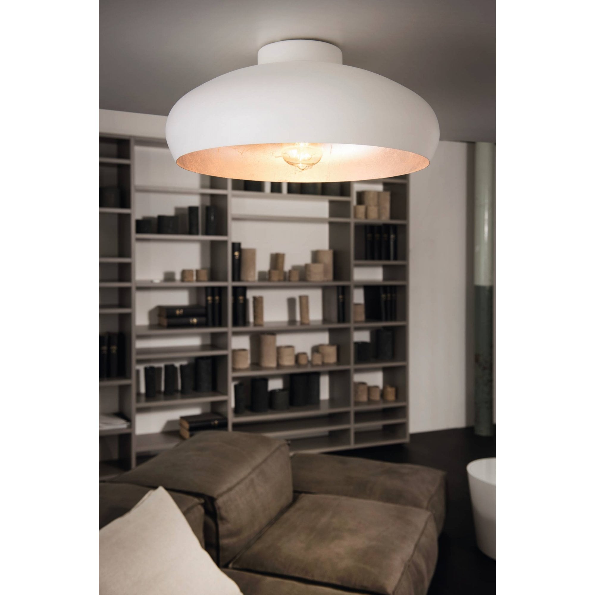 94548 Mogano 1-Light Vintage White And Silver Ceiling Light