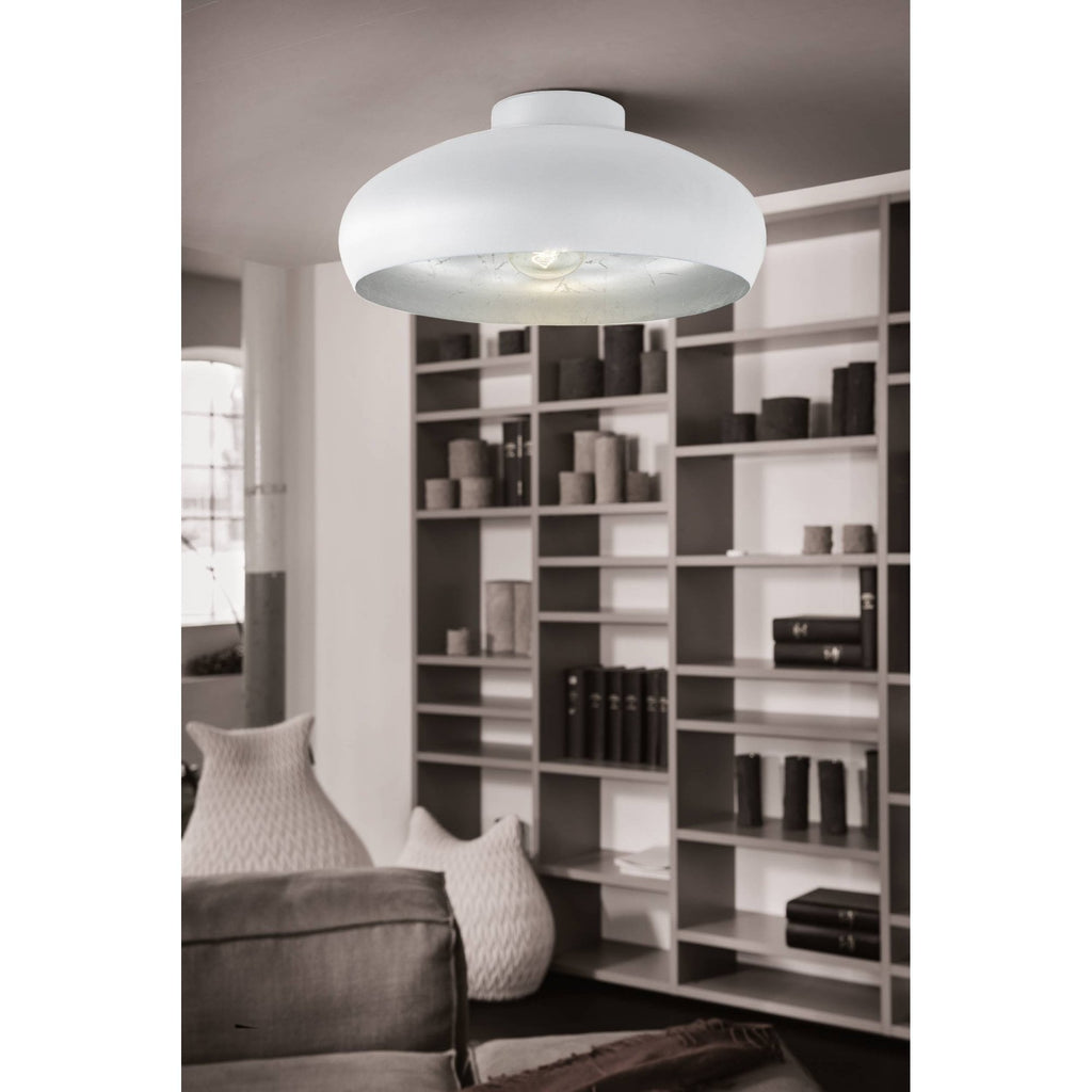 94548 Mogano 1-Light Vintage White And Silver Ceiling Light