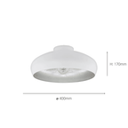 94548 Mogano 1-Light Vintage White And Silver Ceiling Light