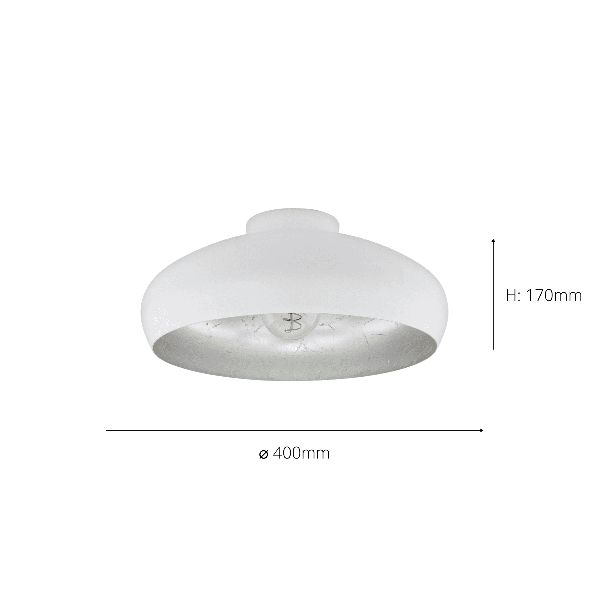 94548 Mogano 1-Light Vintage White And Silver Ceiling Light