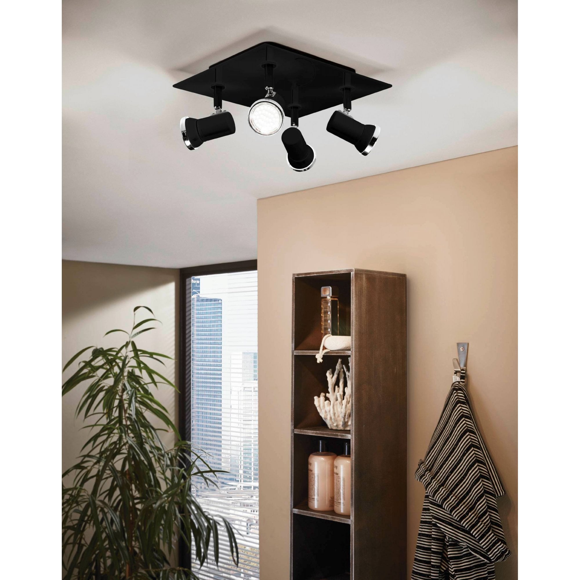 33678 Tamara 1 LED Black 4 light Ceiling Spotlight