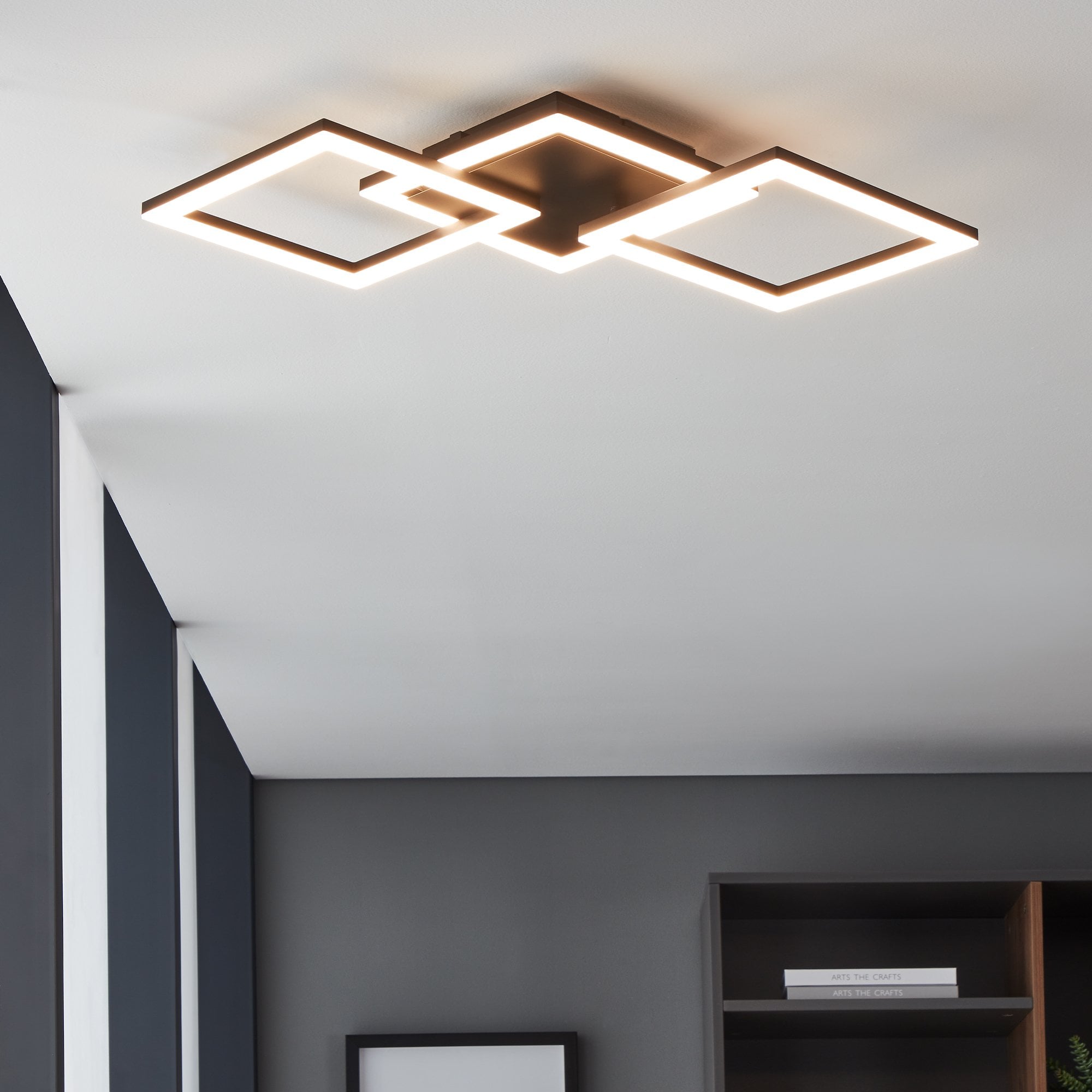 900317 Paranday-Z Black Steel Smart Control, Colour Changing Ceiling Light