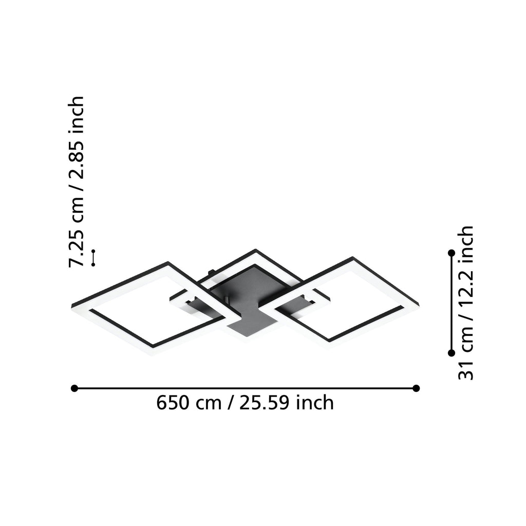 900317 Paranday-Z Black Steel Smart Control, Colour Changing Ceiling Light