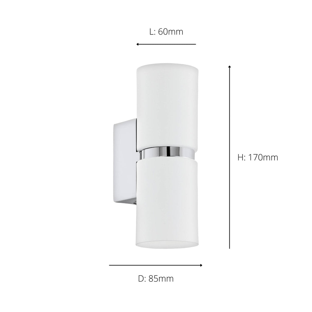 95368 Passa 2 Light LED White/Chrome Wall Light