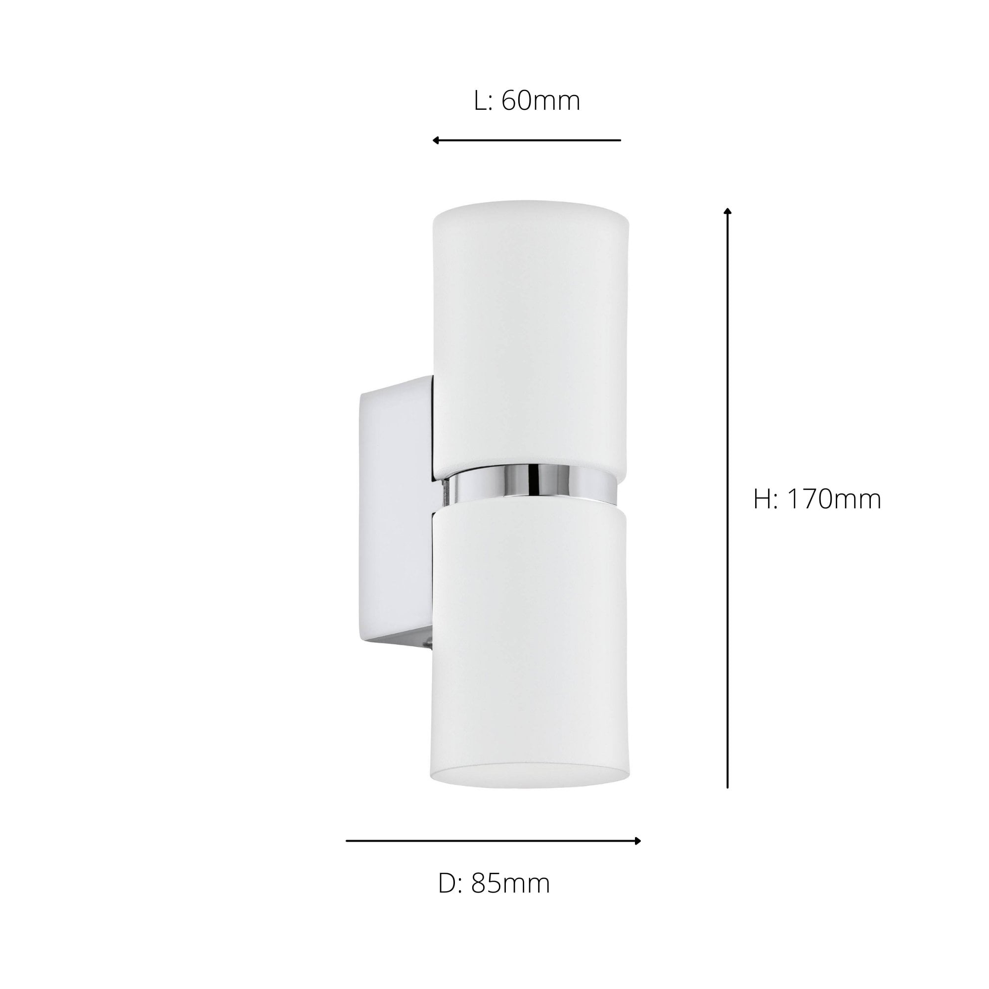 95368 Passa 2 Light LED White/Chrome Wall Light