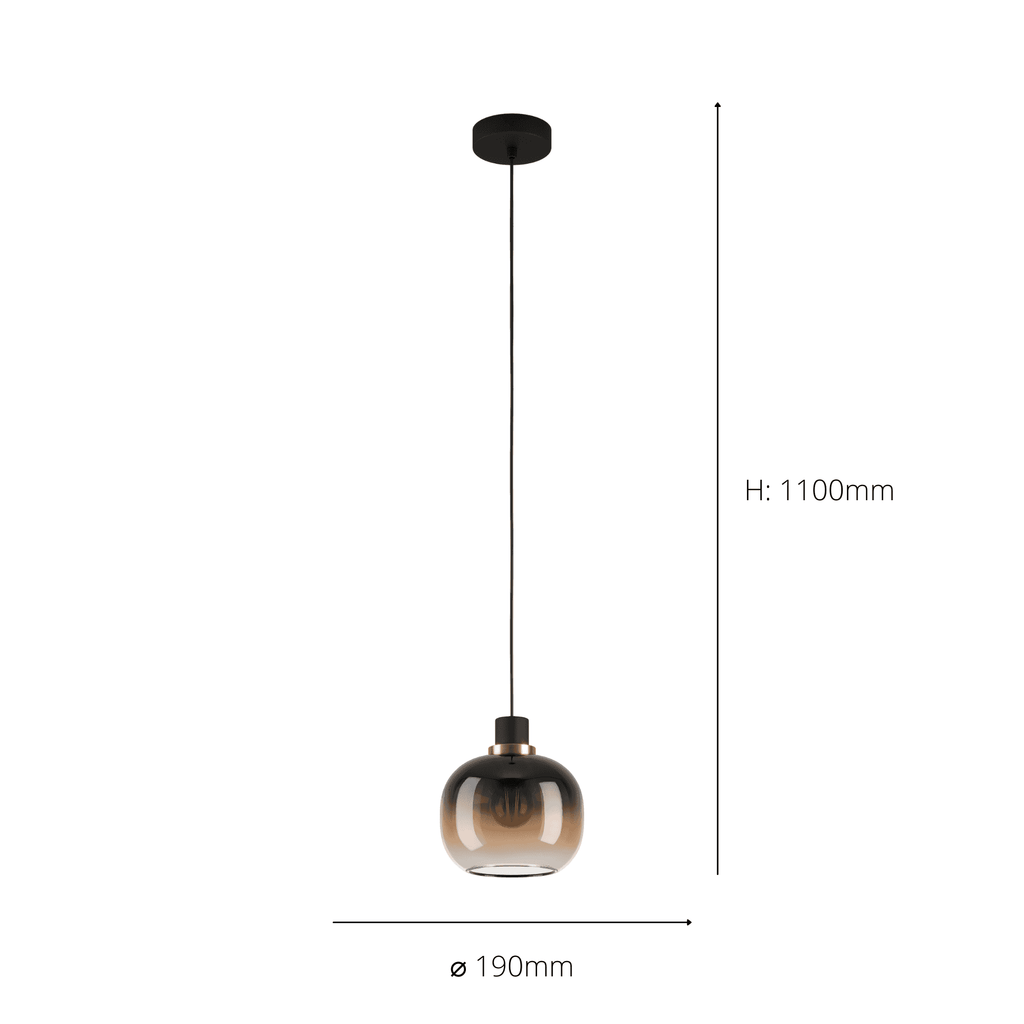 99614 Oilella 1-Light Black To Brown Gradient Hanging Pendant Light