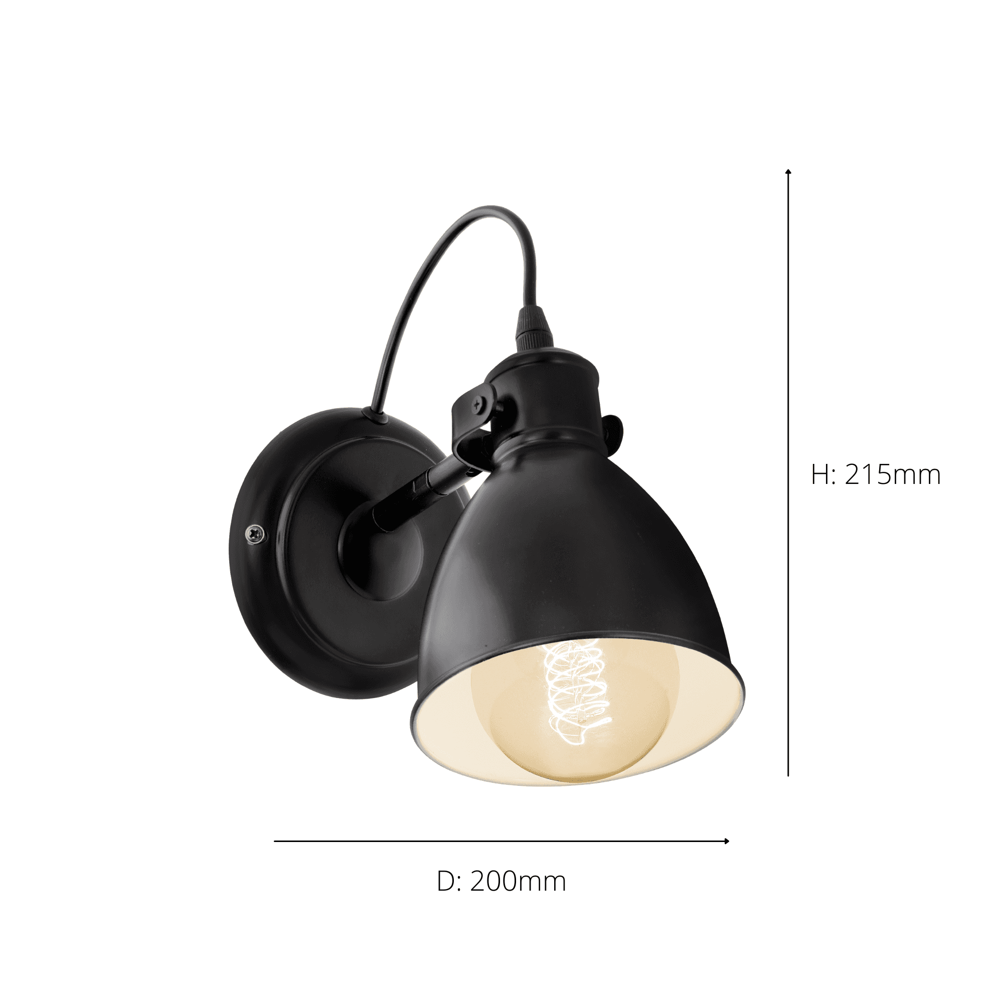 49468 Priddy 1-Light Vintage Black And Crème Wall Light