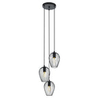 49479 Newtown 3-Light Vintage Cluster Pendant With Black Caged Shades