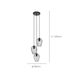 49479 Newtown 3-Light Vintage Cluster Pendant With Black Caged Shades