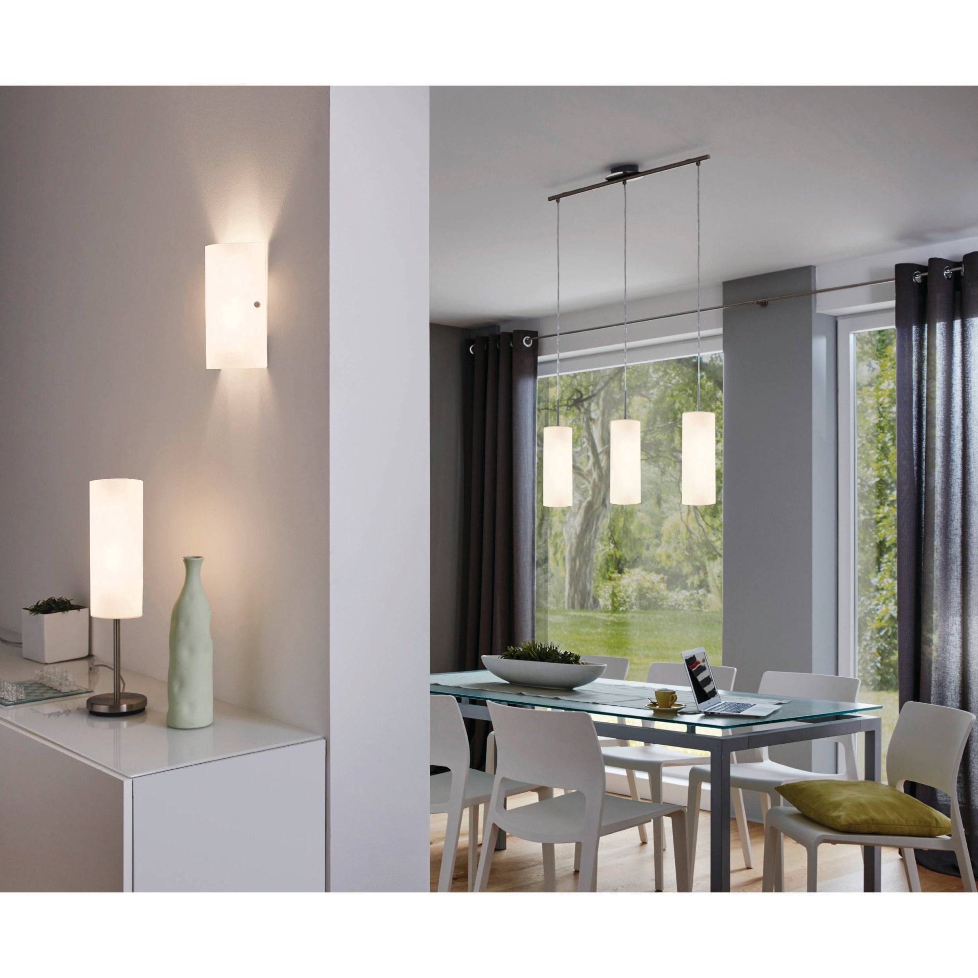 85979 Troy 3 Satin Glass & Steel Wall Light