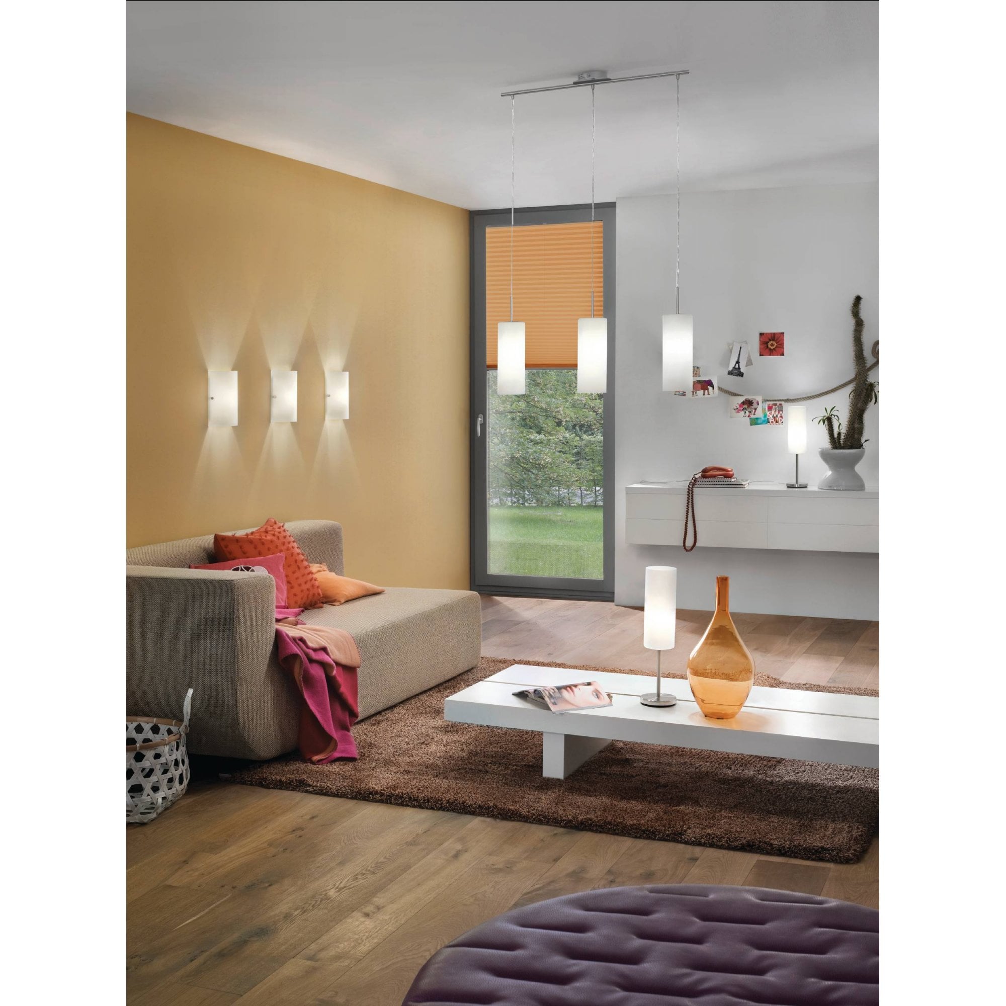 85979 Troy 3 Satin Glass & Steel Wall Light