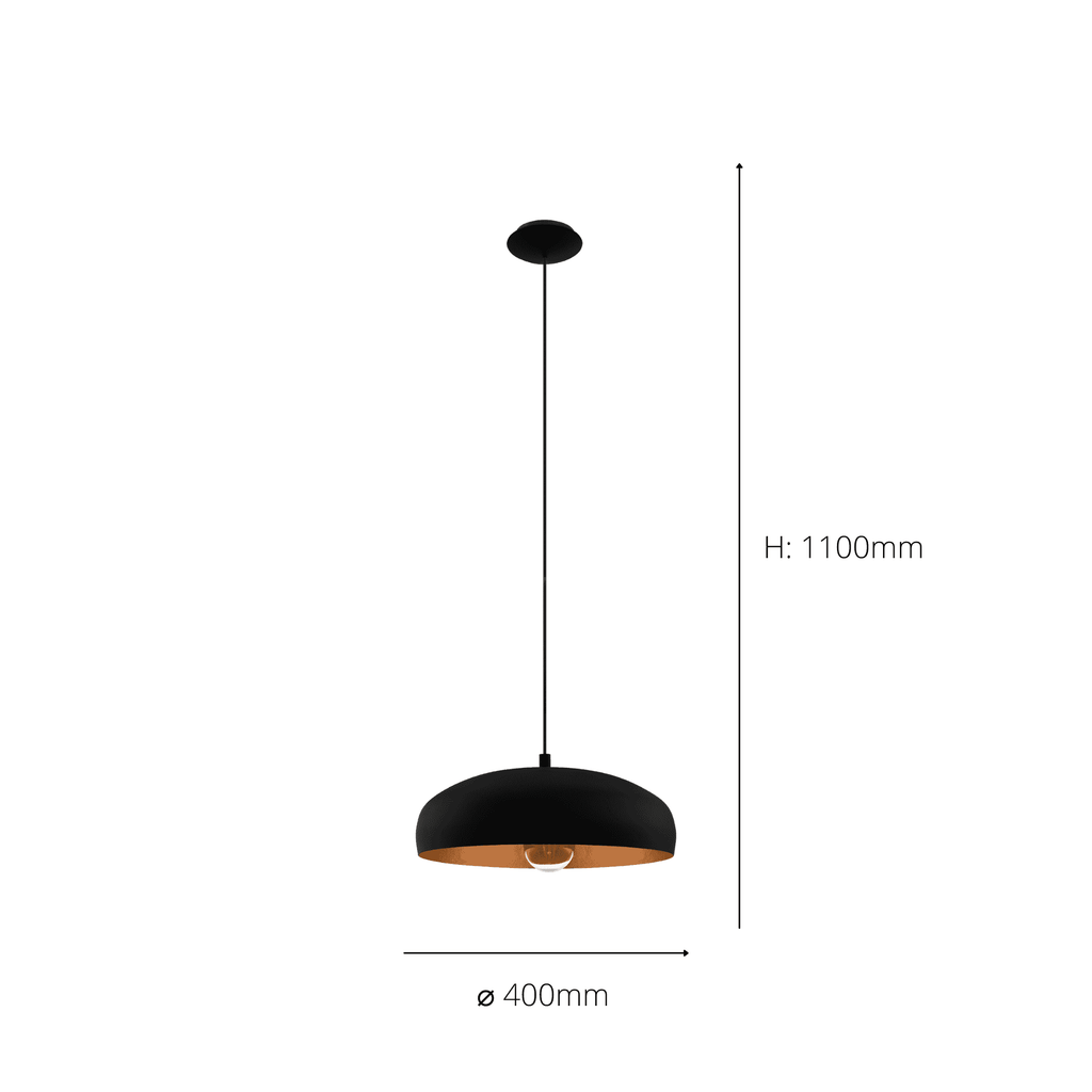 94605 Mogano 1 1-Light Vintage Black And Copper Single Pendant Light