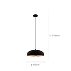 94605 Mogano 1 1-Light Vintage Black And Copper Single Pendant Light