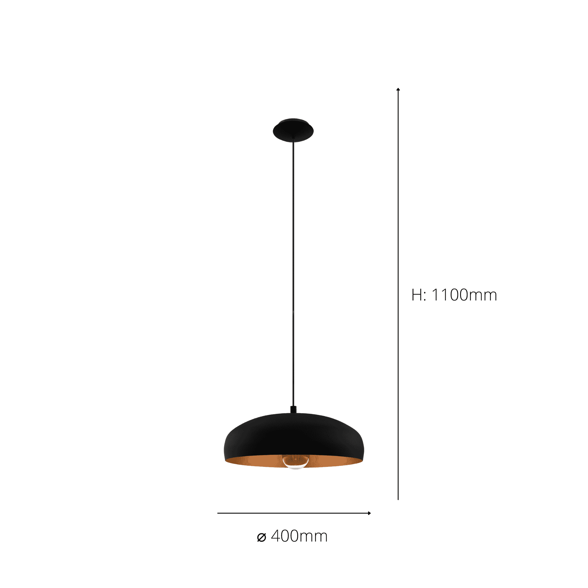 94605 Mogano 1 1-Light Vintage Black And Copper Single Pendant Light