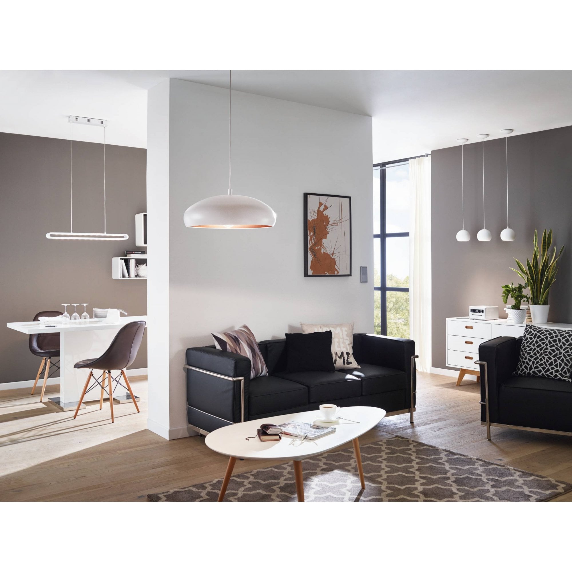 94606 Mogano 1 1-Light Vintage White And Copper Single Pendant Light