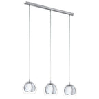 94593 Rocamar 3-Light Chrome Pendant With Outer Glass Shades