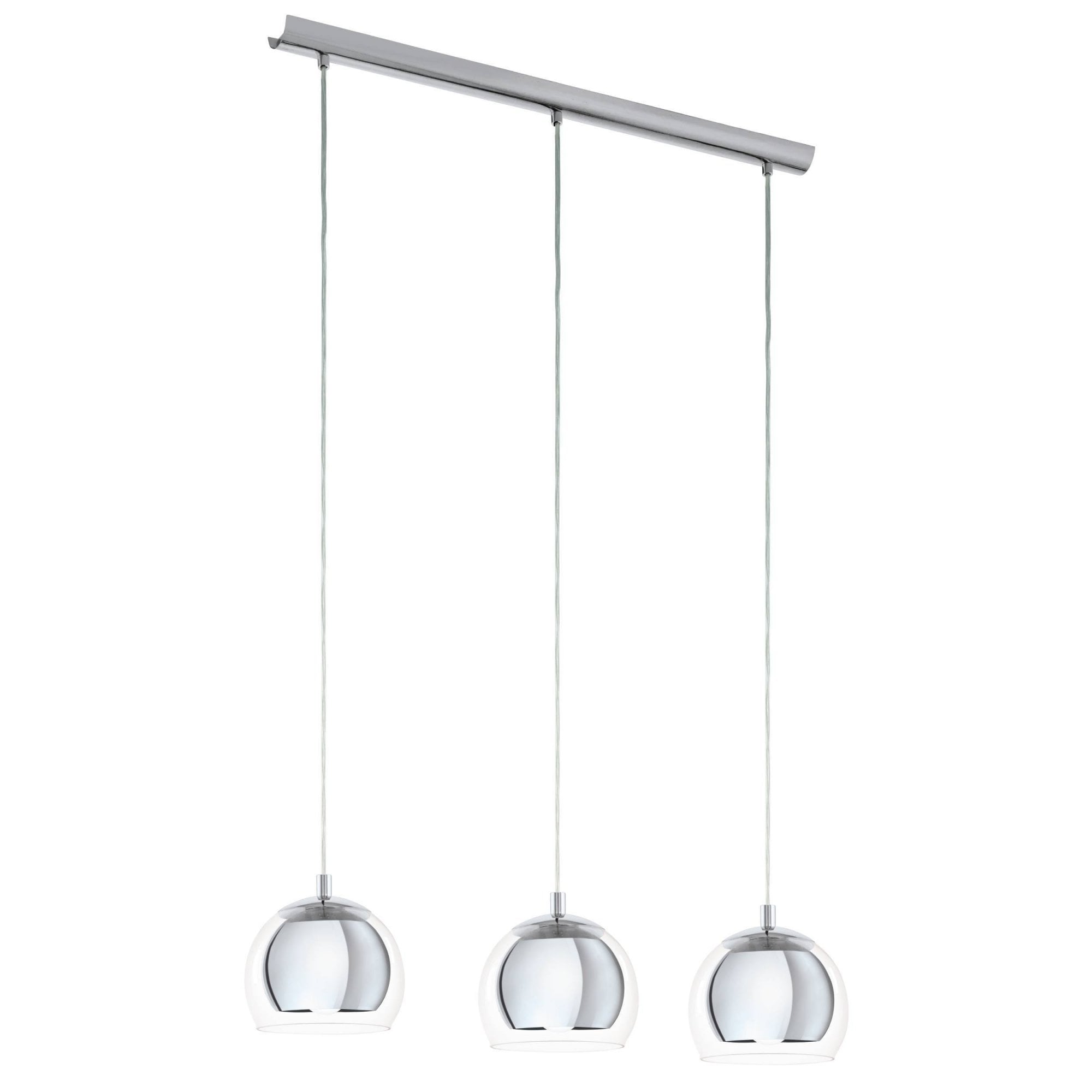 94593 Rocamar 3-Light Chrome Pendant With Outer Glass Shades