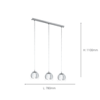 94593 Rocamar 3-Light Chrome Pendant With Outer Glass Shades