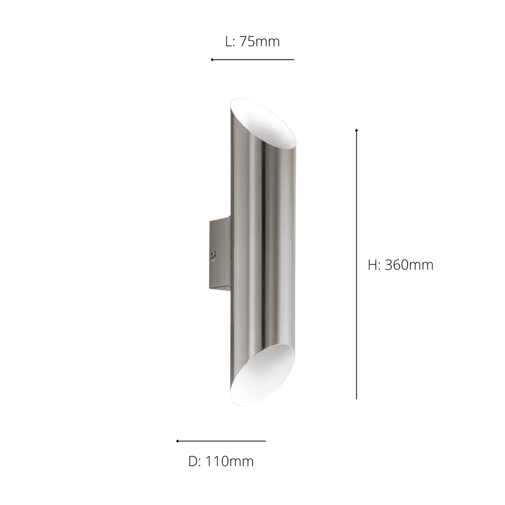 94803 Agolada 2-Light Stainless Steel And White Exterior Wall Light