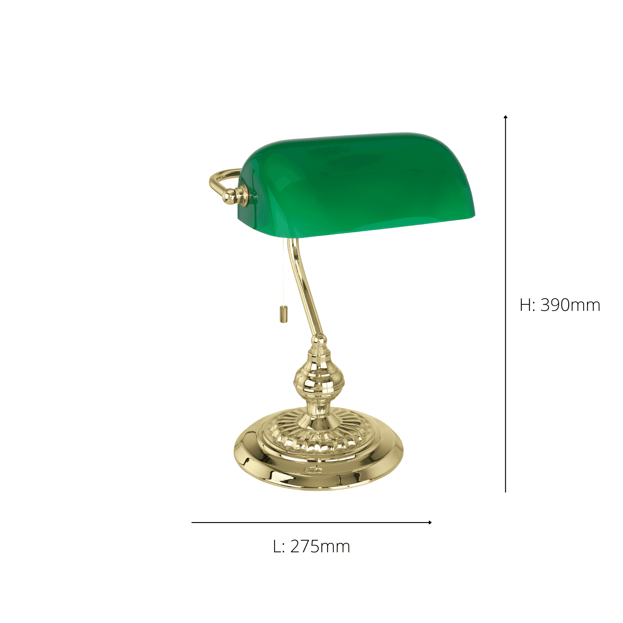 90967 Banker 1-Light Brass And Green Glass Banker Table Lamp