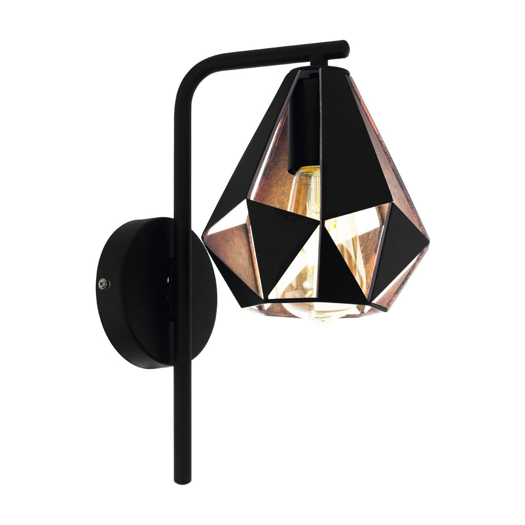 43057 Carlton 4 1-Light Geometric Black And Copper Wall Lamp