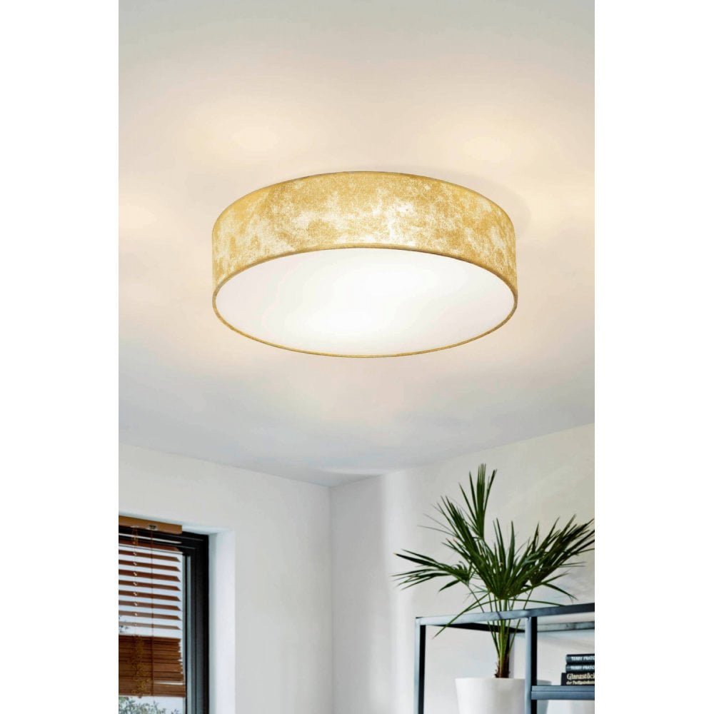 97641 Viserbella 1-Light Fabric Champagne And Gold Ceiling Light