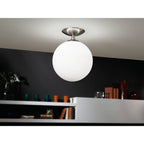 91589 Rondo Opal & Nickel Matt Ceiling Light