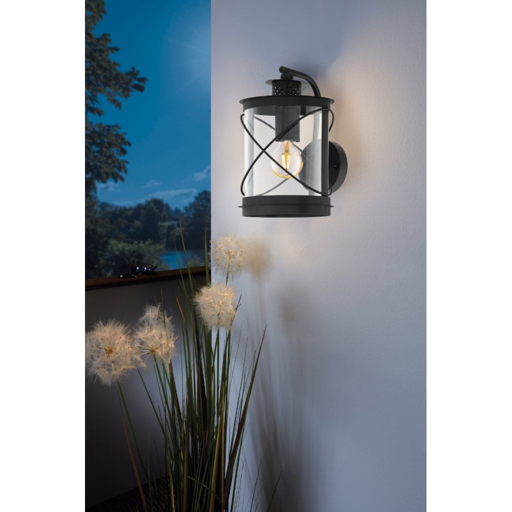 94843 Hilburn Black Lantern-style Exterior Wall Light