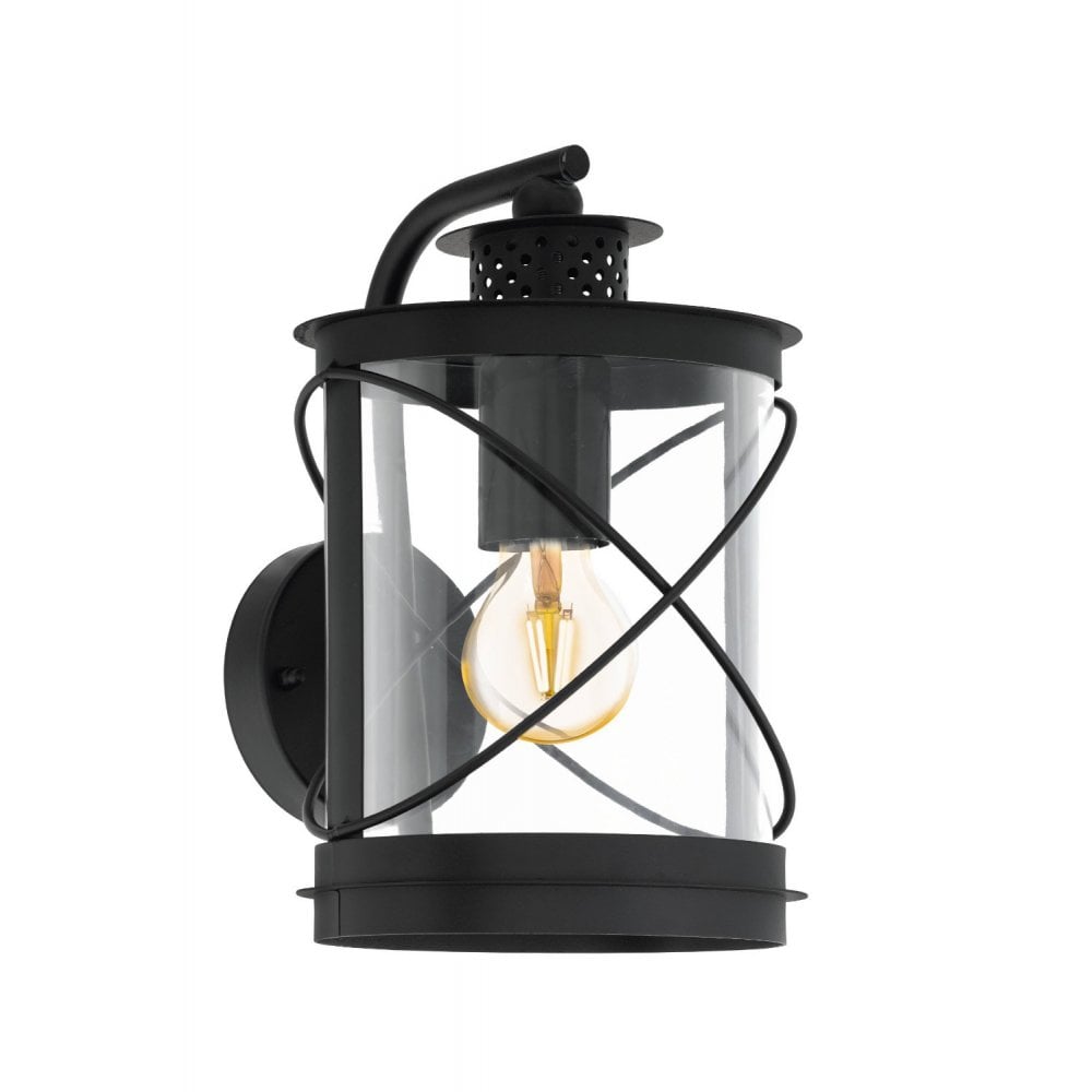 94843 Hilburn Black Lantern-style Exterior Wall Light