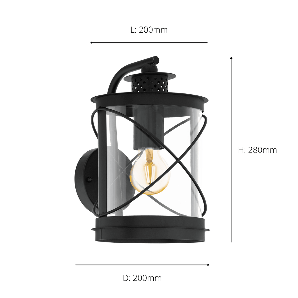 94843 Hilburn Black Lantern-style Exterior Wall Light