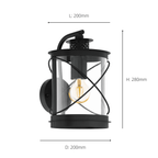 94843 Hilburn Black Lantern-style Exterior Wall Light