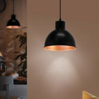 49238 Truro 1 Black/Copper Domed Pendant Light