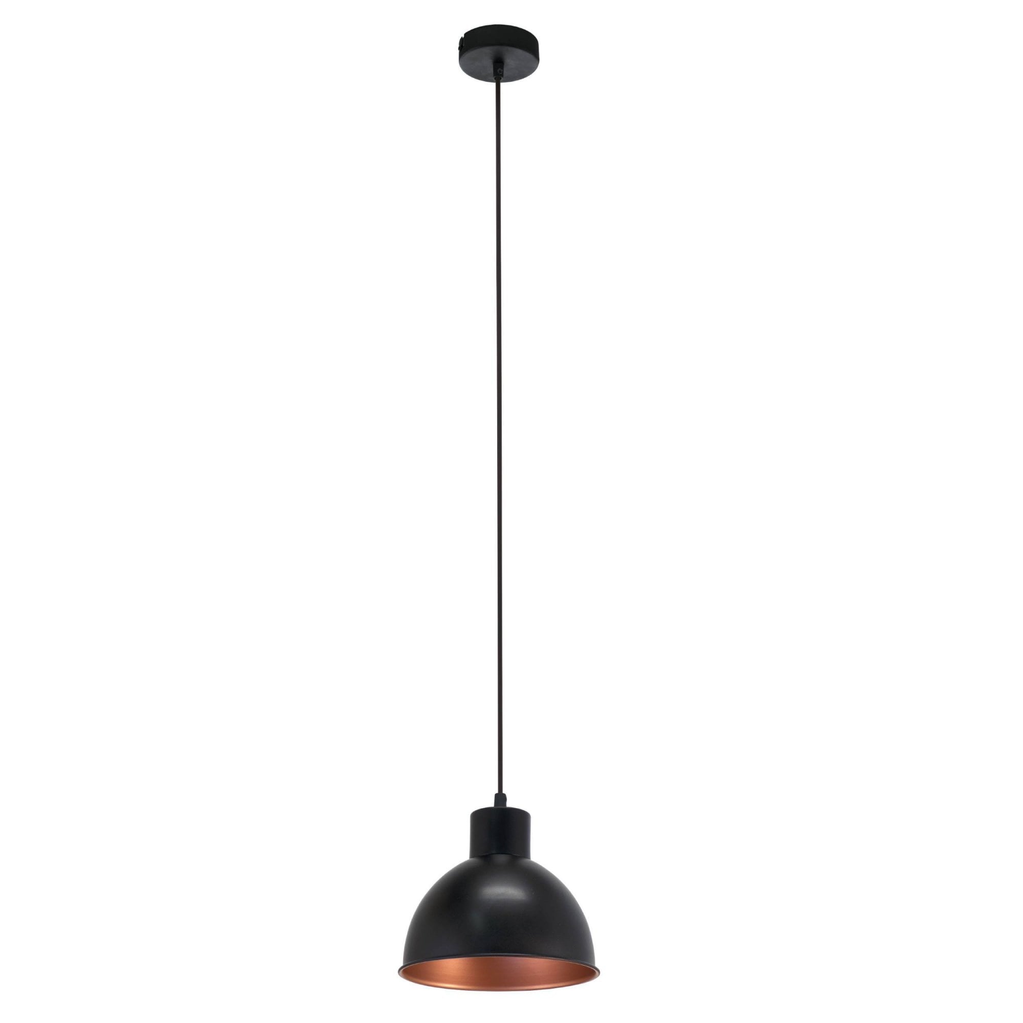 49238 Truro 1 Black/Copper Domed Pendant Light