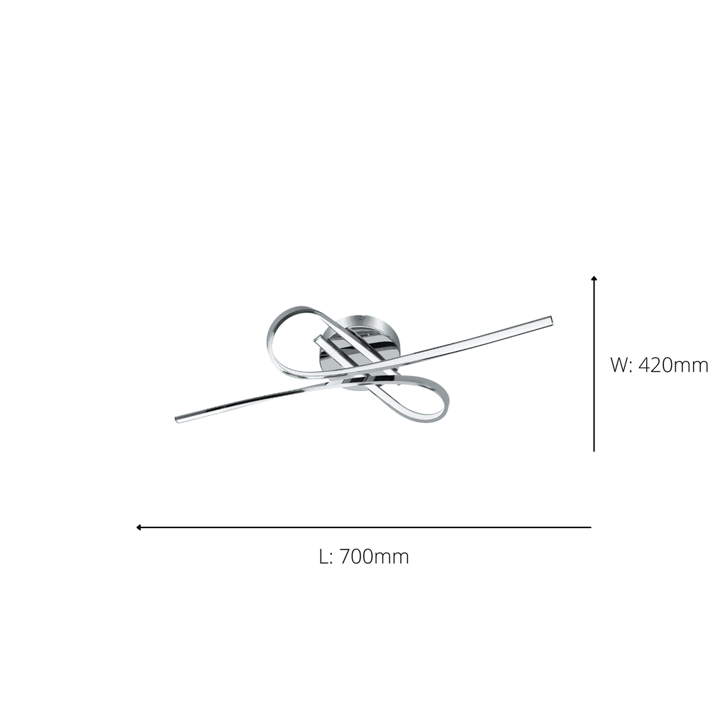 96329 Selvina 1-Light LED Knotted White/Chrome Ceiling Light