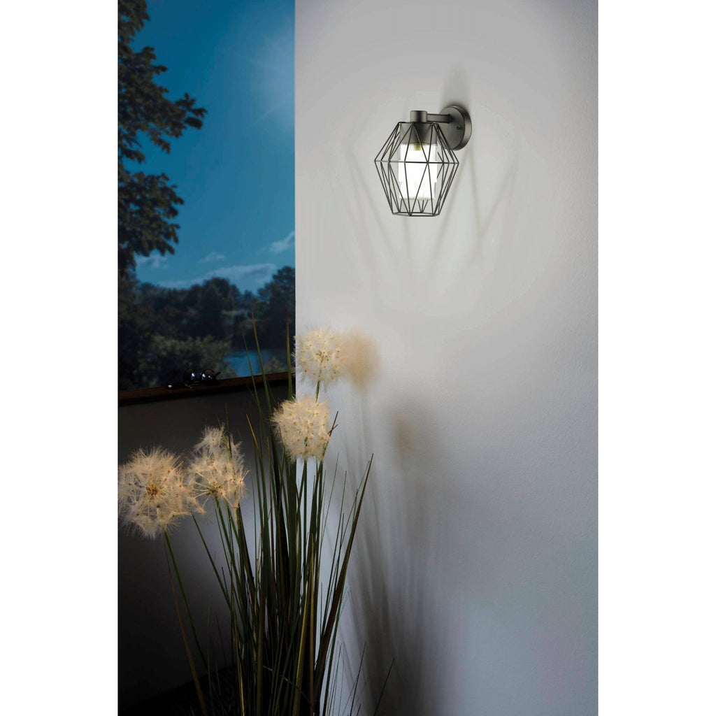 97226 Canove 1-Light Caged Black Exterior Wall Lamp