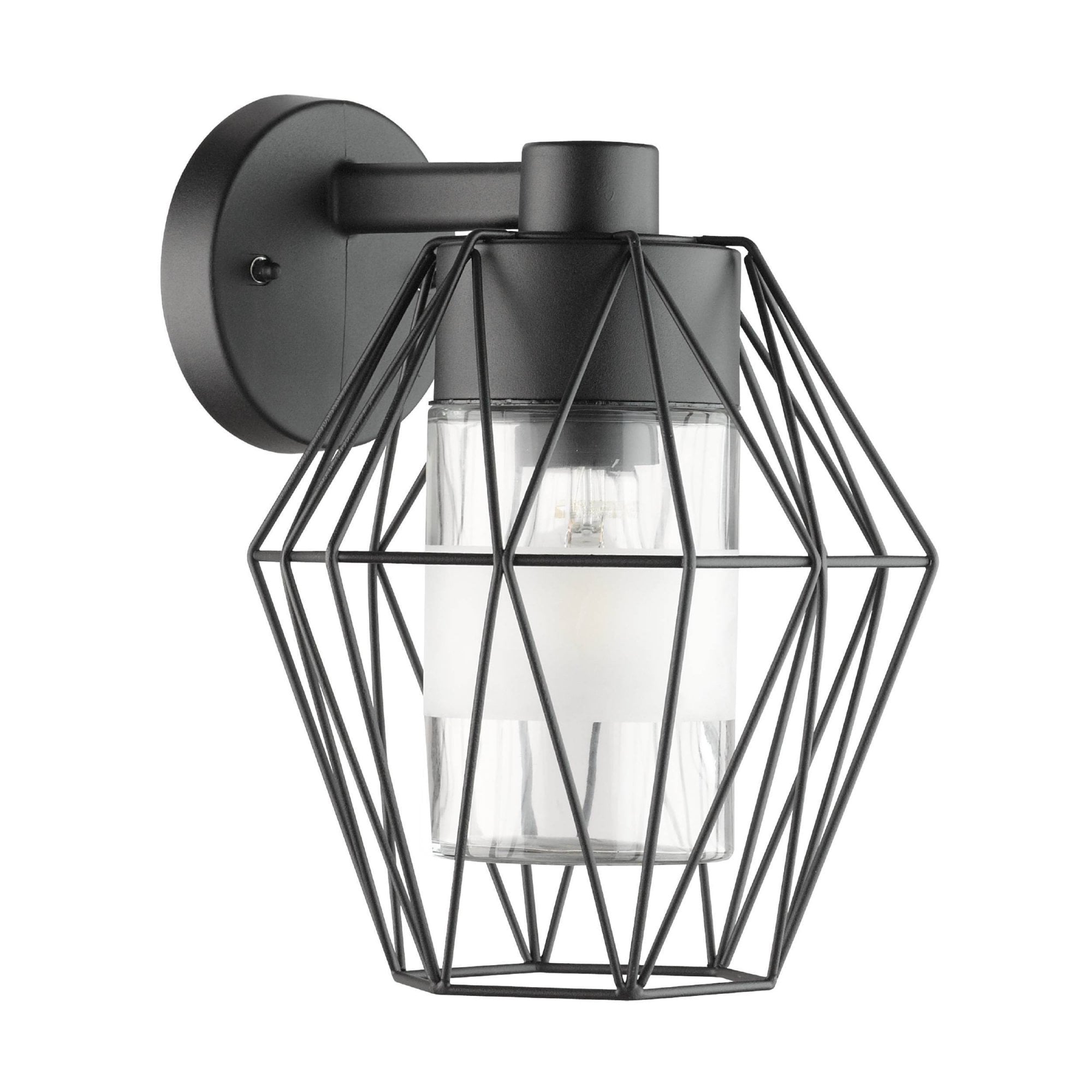 97226 Canove 1-Light Caged Black Exterior Wall Lamp