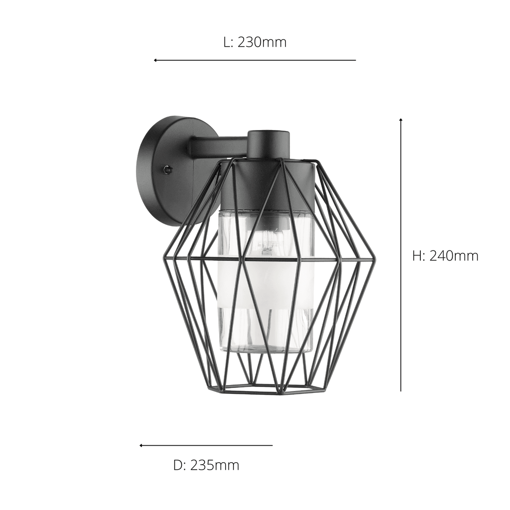 97226 Canove 1-Light Caged Black Exterior Wall Lamp