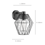 97226 Canove 1-Light Caged Black Exterior Wall Lamp