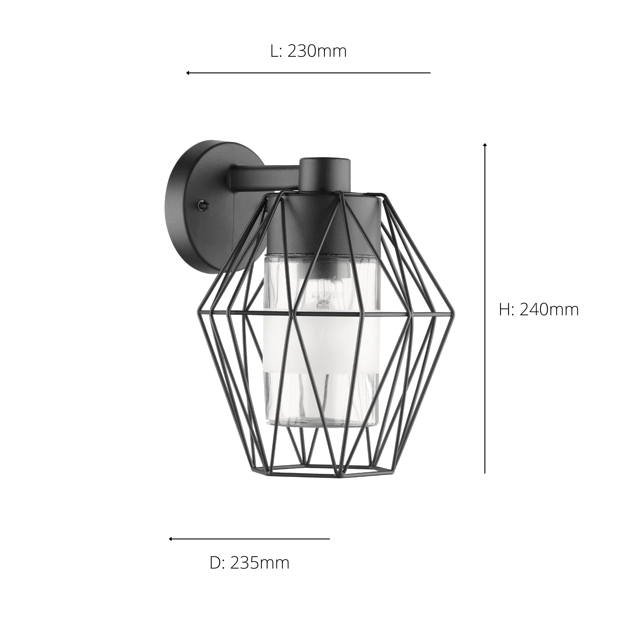 97226 Canove 1-Light Caged Black Exterior Wall Lamp