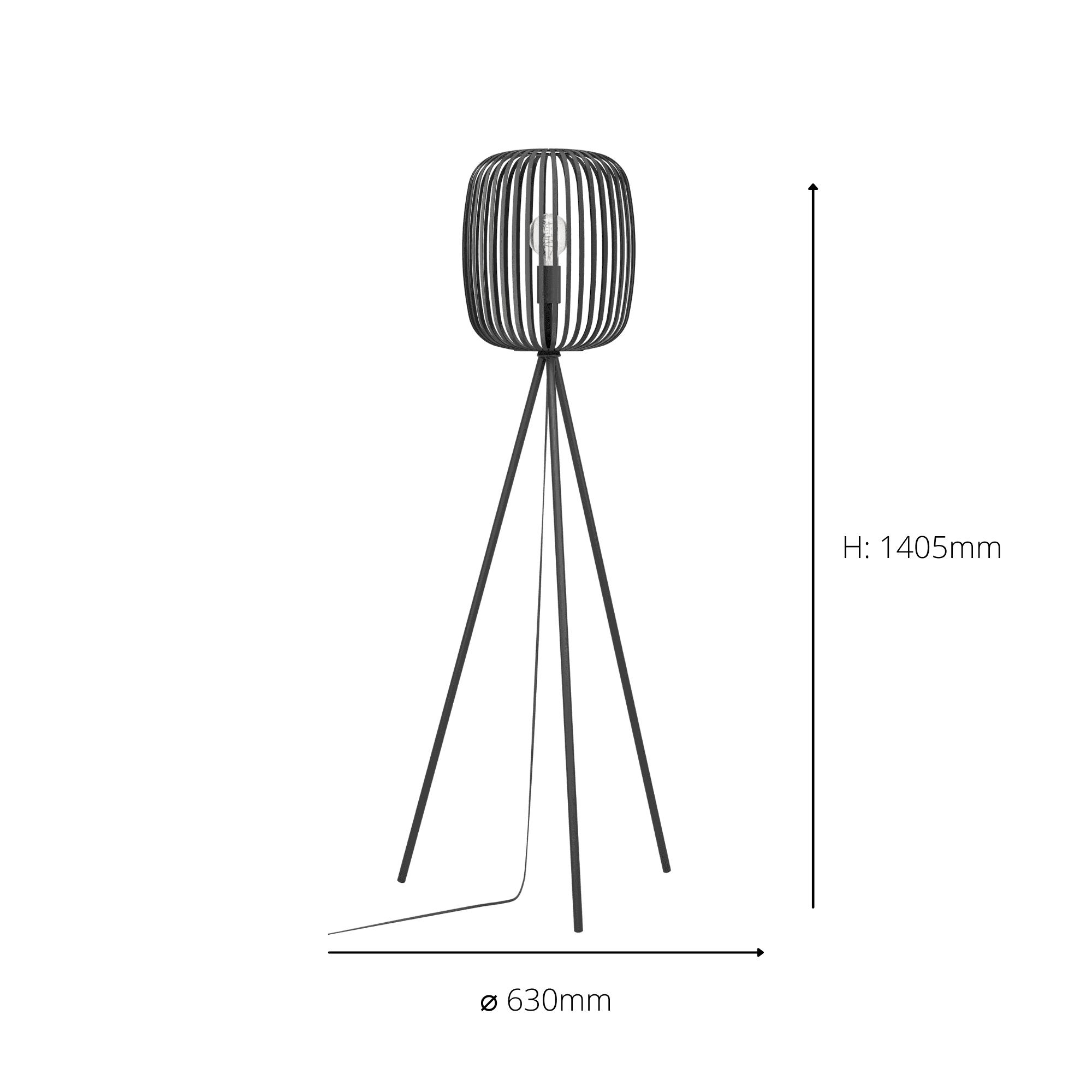 900522 Romazzina Black Caged Tripod Floor Lamp