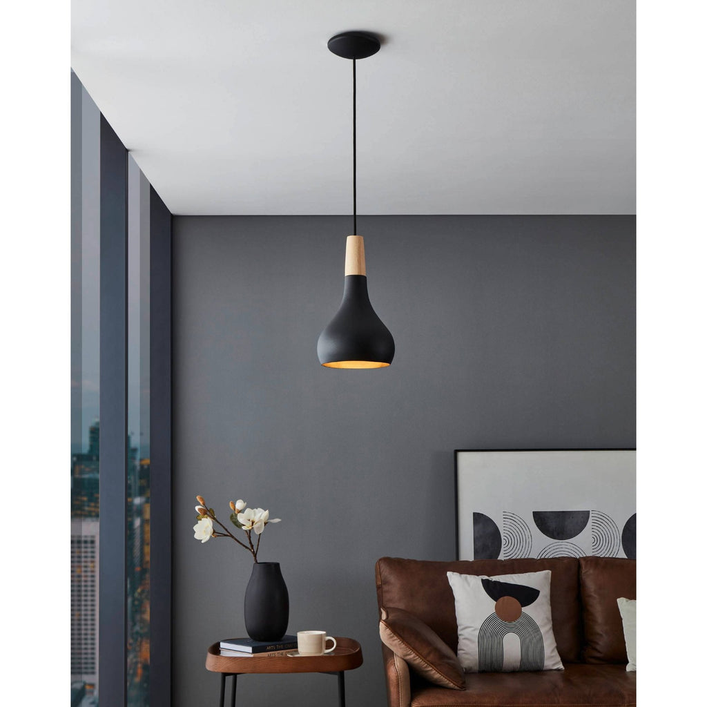 900161 Sabinar Metal/Wood Single Pendant Light