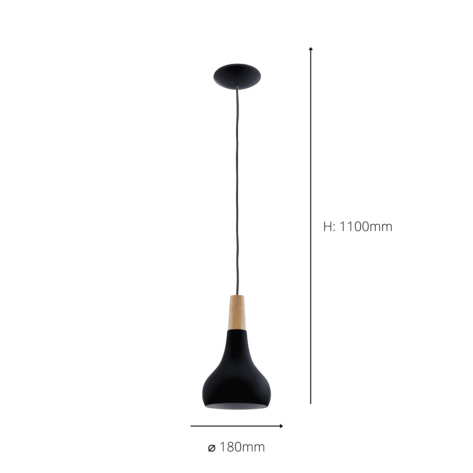 900161 Sabinar Metal/Wood Single Pendant Light
