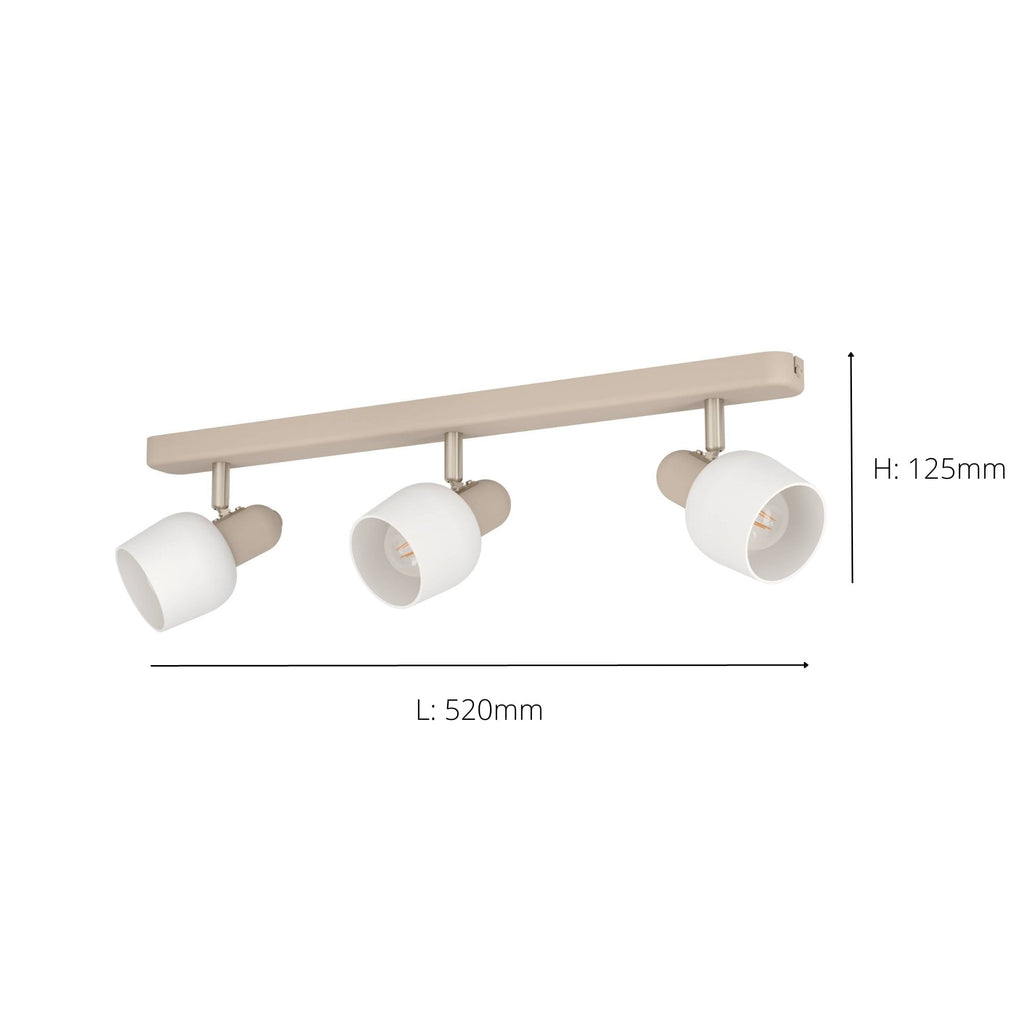 900716 Corato Sandy Steel/Glass Adjustable 3-Light Spotlight