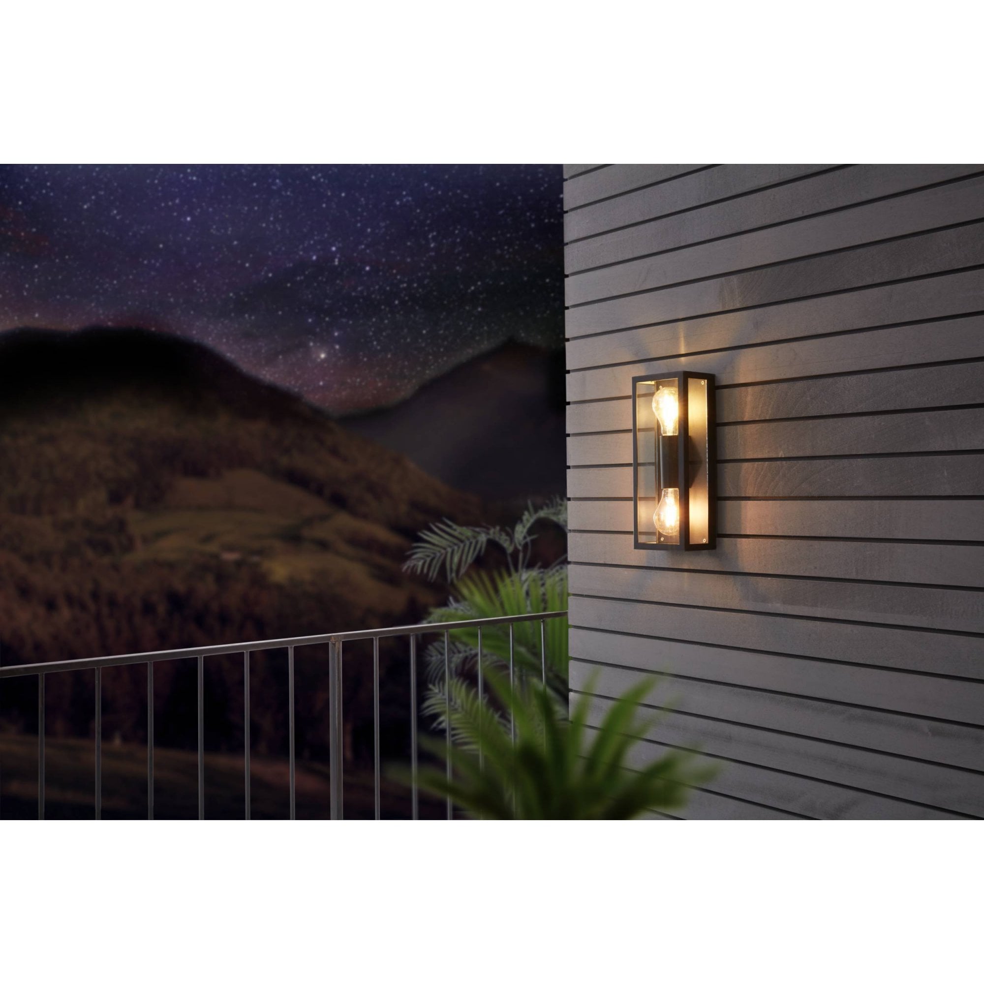 98273 Alamonte 1 2-Light Caged Industrial Exterior Wall Light